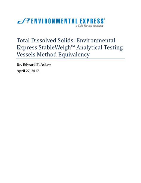 Understanding Total Dissolved Solids from Environmental Express.